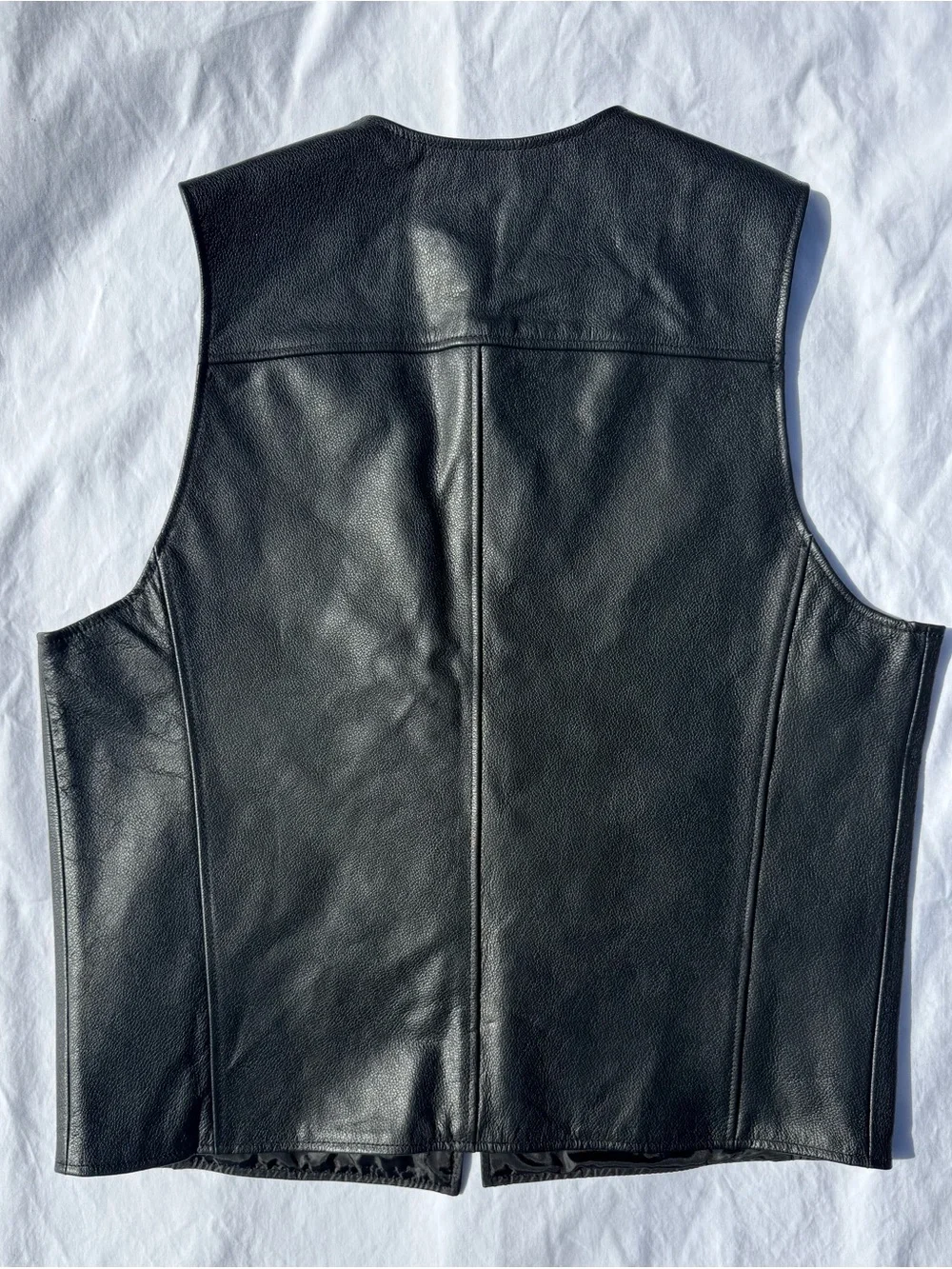 Harley-Davidson Black Leather Snap Vest with Orange Logo